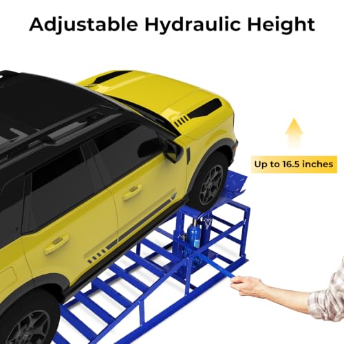 Skepphlay 2 Pack Hydraulic Car Ramps 5t 11000lbs, Cars High Lift 9"-14.2" - color: Blue