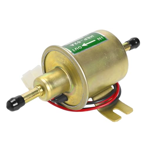 BDZMC Car Electric Fuel Pump, 12V Transfer Inline Fuel Pump, Low-Pressure Gas Diesel Fuel Pump 3-6psi, Gasoline Transfer Fuel Pump Replacement for Lawn Mower Carburetor Engine HEP-02A (Gold) - color: Gold