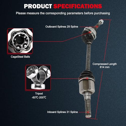 cciyu Rear Left CV Axle Shaft Assembly Fit for Ford Explorer 2002-2010 - size: 17-9957