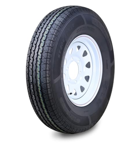 Free Country Trailer Tire Wheel ST205/90R15 10-Ply E 118L 6X5.5 White Spoke - size: ST205/90R15 /10PR /6x5.5