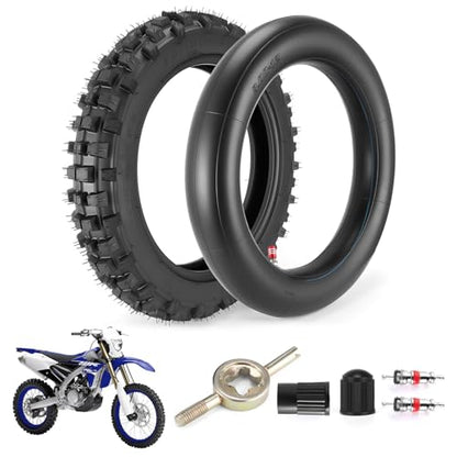 80/100-12 3.00-12 Back Rear Tire and Inner Tube, 80/100-12 Dirt Bike Tire, 12 Inch Rear Dirt Bike Tire compatible with Honda CRF70 XR70 Kawasaki KLX110 Yamaha TTR90 PW80 Pit Bike (90cc 110cc 125cc)