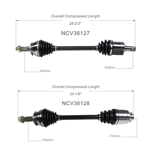 Front CV Axle Shaft Assembly Compatible with Acura TL 2004-2006, V6 3.2L FWD (Front-Wheel Drive) Auto Trans, Left and Right Front CV Joint Axle Shaft - size: B2CV006-TL