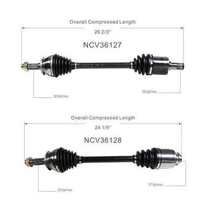 Front CV Axle Shaft Assembly Compatible with Acura TL 2004-2006, V6 3.2L FWD (Front-Wheel Drive) Auto Trans, Left and Right Front CV Joint Axle Shaft - size: B2CV006-TL