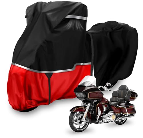 420D Waterproof Motorcycle Cover for Touring Models with Side Top Box - size: Touring Limited with Trunk