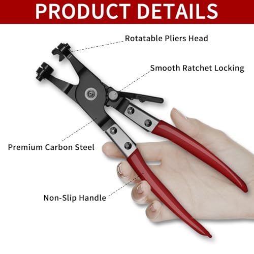WISEUP 4PCS Hose Clamp Pliers Set for Auto Fuel, Oil, Coolant, Radiator