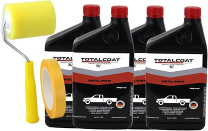 Roll On Truck Bed Liner Paint, Red Bedliner Kit – 4 Quarts, Roller, Tape - color: Red