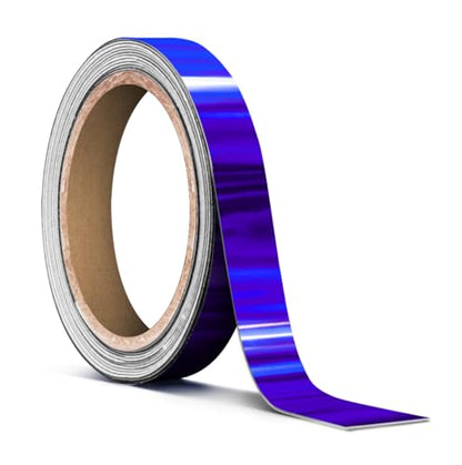 VViViD Holographic Blue Chrome Pinstripe Vinyl Tape Roll (½” x 25ft) - color: Holographic Blue Chrome, size: ½" x 25ft