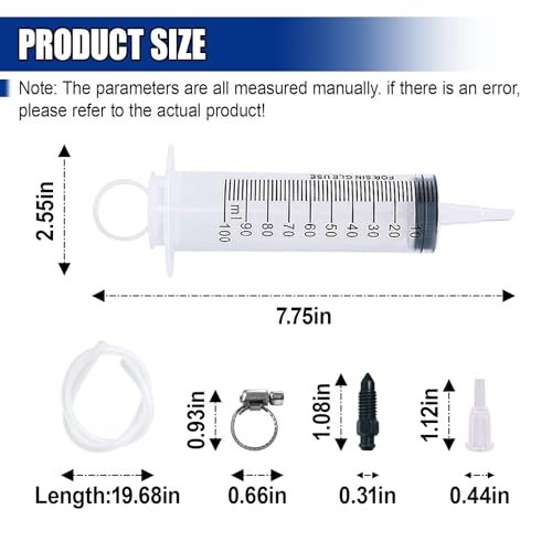 Brake Bleed Kit, Hydraulic Disc Clutch Bleeder Tool Oil Fluid Extractor with 100ML Syringe & 50cm Hose, Universal Automotive Braking System Repair Maintenance Reverse Bleeder Tool