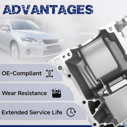 Upper Engine Oil Pan Sump with Drain Plug for 2009-2019 Toyota Corolla - size: 264-628