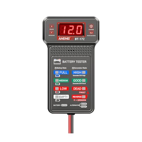 Zpana Car Battery Tester, BT172 12V Automotive Alternator Meter Diagnostic Tool with LED Indication & LCD Display, Accurate Digital Auto Battery Analyzer, Fit for Sedan Truck RV