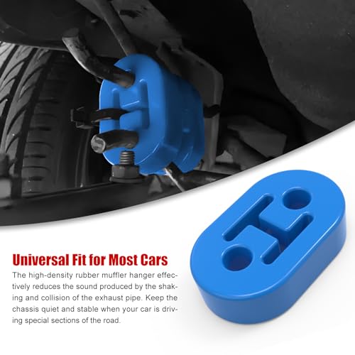 Exhaust Hangers Upgrade EPDM(More Durable than Rubber) Muffler Bushing Insulator Shock Absorbent Mount Bracket 2 Hole 12mm (73mm x 47mm x 21mm) Universal Fit - 4PCS (Blue) - color: BLUE