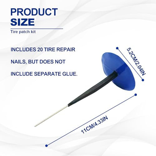 20PCS Tire Repair Patch Kit, Mushroom Tire Plug Patch, Rubber Puncture Repair Plug 1/4" x 2" for Car Motorcycle Truck Bus Scooters
