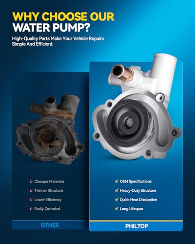PHILTOP AW5049 Water Pump Automotive for Chevy K1500 1988-1991 4.3/5.0/5.7L - size: AW5049