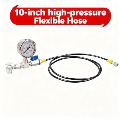 Nitrogen Shock Fill Kit with 700Psi Nitrogen Gauge and 10in High-Pressure Flexible Hose Nitrogen Regulator Shock Fill Tool No-Loss Schrader Chuck for ATV, UTV, Off-Road Bike, Dirt Bike