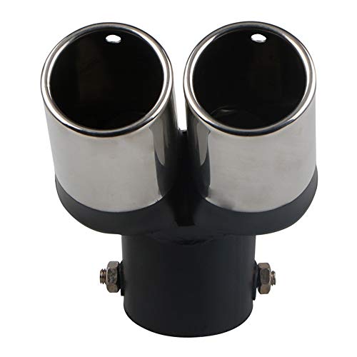 Stainless Steel Curved Type Double Tube Universal Car Vehicle Exhaust Muffler Steel Tail Pipe Fit Pipes Diameter 1.5" to 2.1"