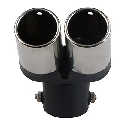 Stainless Steel Curved Type Double Tube Universal Car Vehicle Exhaust Muffler Steel Tail Pipe Fit Pipes Diameter 1.5" to 2.1"
