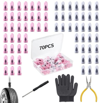 OMFU 70 PCS Screw Plugs for Emergency Flat Tires Repair Tire Plug Kit
