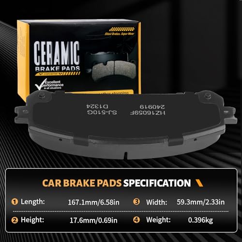 D1324 Premium Replacement Front Brake Pad Set Fit For Toyota Sienna Highlander 2008-2019,Sienna 2011-2023, For Lexus RX350 2010-2022,RX350L/RX450hL 2018-2022,NX250/NX350/NX350h 2022-2023 - style: HZ1324