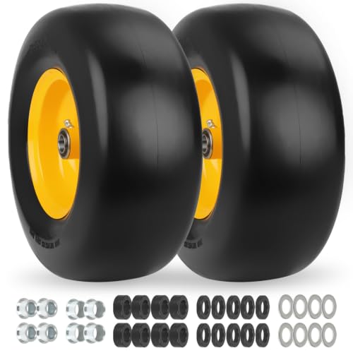 GICOOL 13x5.00-6 Flat Free Front Tire and Wheel for Zero Turn Mower, 2PK - size: 13x5.00-6 Flat-free Tire - 2 Pack