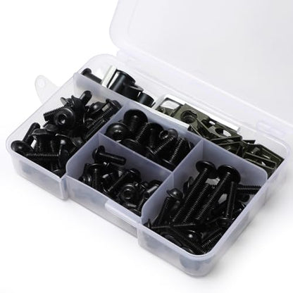 177Pcs Motorcycle Fairing Bolt Kit, M5 M6 Stainless Steel 304, Black - color: Black