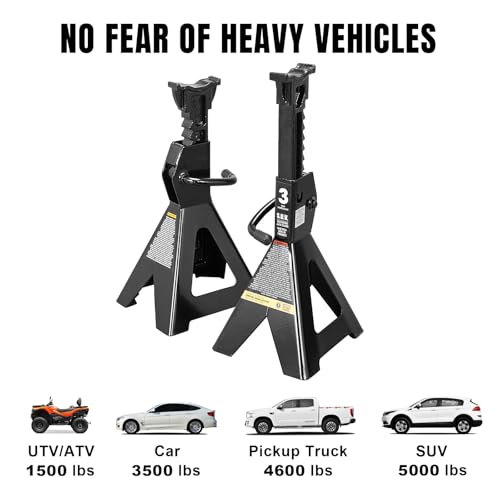 Big RED AT43006BR Steel Jack Stands: 3 Ton (6,000 LBs) Capacity, 2 Pack, Black - size: 3 TON