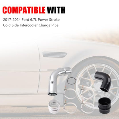 Cold Side Intercooler Pipe Kit for 2017-2024 Ford 6.7L - color: SLiver
