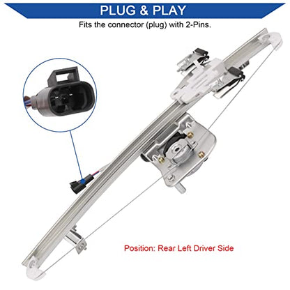 Obaee Window Regulator with Motor Rear Left Driver Side, Replace 741-388 - size: Rear Left Driver Side