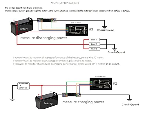 DC 8-100V 0-100A Amp Meter Voltmeter Battery Monitor with 100A Shunt