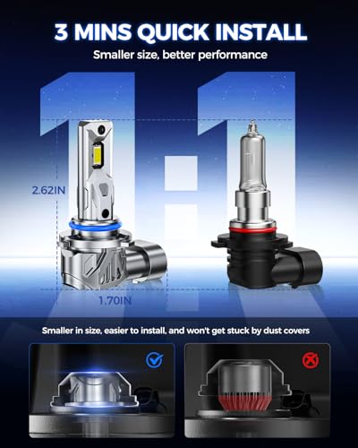 Marsauto 9005/HB3 9006 Fog Light Bulbs Combo, 800% Brighter 80,000LM 6500K Cool White, Fanless 1:1 Mini Size, Pack of 4 - color: White, size: M2S 9005 9006