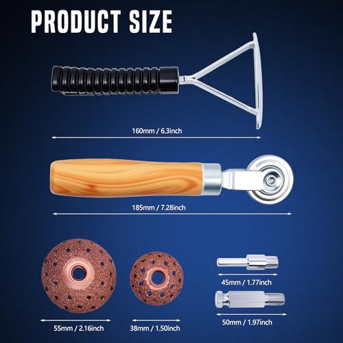 Tire Repair Patch Tools,42 mm 55 mm Tire Tungsten Steel Buffing Wheels Tire Patch Roller Scraping Cutter Kit for Car Tire Grinding Polishing