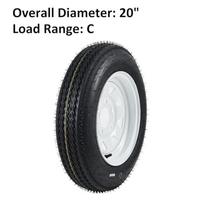 Garvee 2-Pack 4.80-12 Trailer Tires on 12” White Rims, 5 Lug on 4.5” Bolt Pattern, Load Range C 6PR, 990 lbs, Bias Ply Pre-Mounted for Utility/Boat/Camper Trailers - size: 4.80-12, style: 5 Lug