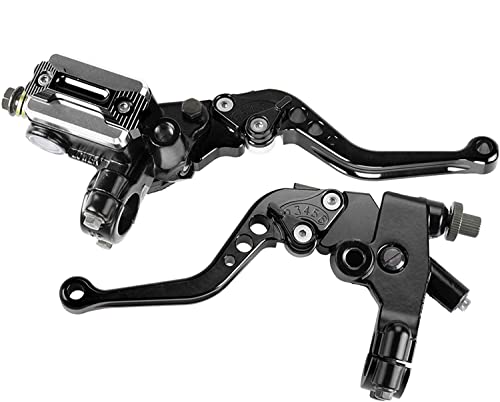 PACEWALKER Universal Motorcycle 7/8" 22mm Handlebar Brake Master Cylinder Clutch Lever CNC Left & Right Set for Honda Kawasaki Suzuki Yamaha - color: Black