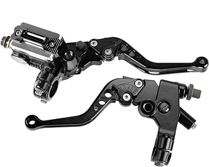 PACEWALKER Universal Motorcycle 7/8" 22mm Handlebar Brake Master Cylinder Clutch Lever CNC Left & Right Set for Honda Kawasaki Suzuki Yamaha - color: Black