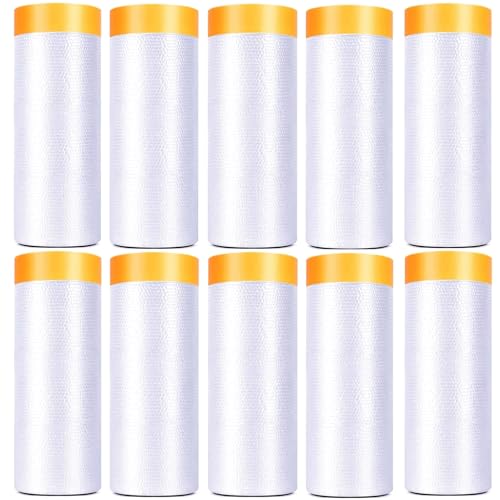 10 Rolls Pre-Taped Painting Masking Film, 5x65.6 Feet - color: Pre-Taped Masking Film, size: 3.6 Foot x 65.6 Foot - 3 Rolls