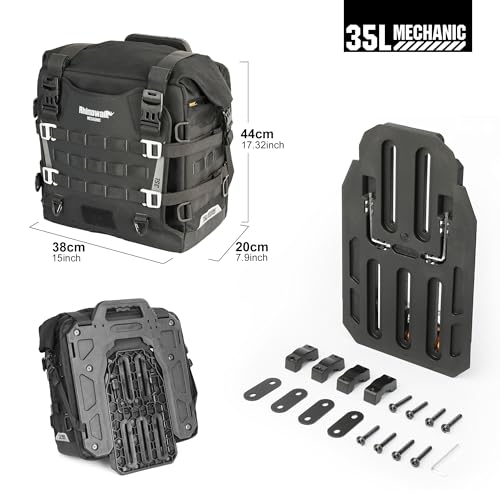 Rhinowalk Motorcycle Saddlebag 35L Waterproof, Quick Release Motorbike Side Bag, Universal Fit Motorcycle Side Bag (1-Piece) - color: Black 35L