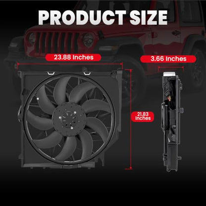 MOSTPLUS Radiator Cooling Fan Assembly, 3-PIN Electric Cooling Fan, Compatible with BMW X3 Models 2003-2011, Replaces OE 17113452509 17113414008 17113401056