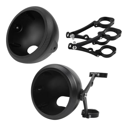 Universal Motorcycle Headlight Housing Bucket Kit, 5.75 Inch, CNC Aluminum, with 36mm41mm Fork Tube Brackets, Fit Cafe Racer Bobber Chopper Harley Sportster Dyna, Matte Black