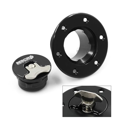 Billet Aluminum 35.5mm Fuel Cell Gas Cap Fuel Surge Tank Cap with 6 Hole Non-vented (Black) - color: Black