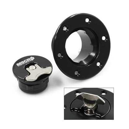 Billet Aluminum 35.5mm Fuel Cell Gas Cap Fuel Surge Tank Cap with 6 Hole Non-vented (Black) - color: Black