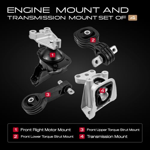 Engine Motor and Transmission Mount Set of 4 Compatible with Honda Civic - size: 2006-2011 Civic 1.8L