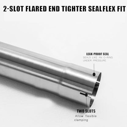 3 Inch Exhaust Pipe, T304 Stainless Steel (SS Tubo), Flared & Slotted End, Polished Finish, 17.3” Length, 3” OD-to-ID Adapter, Thickened Wall Straight Tubing for Car Truck Exhaust System - size: 3"-17.3"