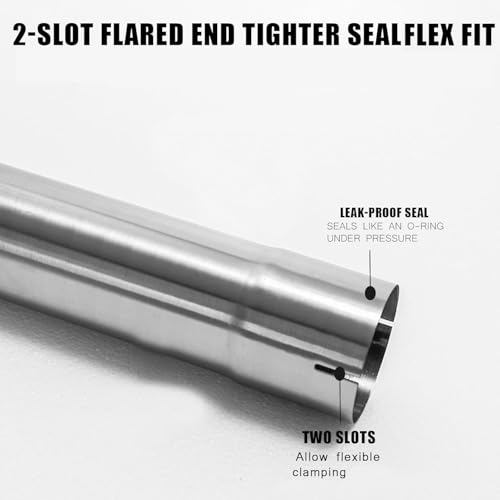 3.5 Inch Exhaust Pipe, T304 Stainless Steel (SS Tubo), Flared Slotted, Polished Finish, Tailpipe 17.3” L, 3 1/2” OD to ID Adapter, Straight Tubing - size: QK3.5"-17.3"