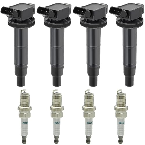 4 PCS UF333 Ignition Coil Pack & Iridium Spark Plugs Compatible with Toyota L4 2.4L 2002-2011 Camry, 2009-2010 Corolla, 2009-2010 Matrix, 2001-2007 Highlander,2002-2003 RAV4, 2002-2006 Solara UF494 - size: UF333
