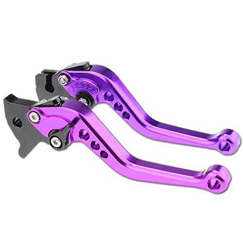 FXCNC CNC Aluminum Short Adjustable Brake Clutch Levers Compatible with YFM700 Raptor 700 R 2008-2022, YFZ450 YFZ450R YFZ450X 2008-2020, YFM250 Raptor 2008-2013, 250R 2011 - color: Purple Lever with Black Adjuster