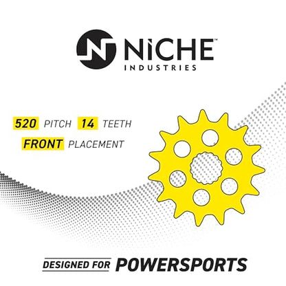 NICHE Drive Sprocket Chain Combo for Yamaha YFZ450 YFZ450SE Front 14 Rear 38 Tooth 520V O-Ring 98 Links - size: O-Ring Chain