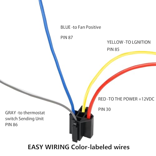 Dual Electric Fan Relay Kit Electric Radiator Fan Kit Temperature Sensor Switch 185 On 175 Off Automotive Wiring Kit 60 Amp Cooling Fan Relay Switch Kit 4 Pin Waterproof Relay Kit - style: Dual Electric Fan 185 On 175 Off