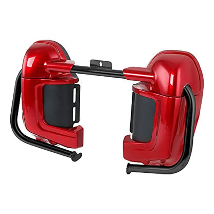 TCT-MOTORPARTS 1 1/4" Engine Guard Crash Bar & Red Lower Vented Leg Fairing Fits for Harley Road King 97-08 - color: Black Engine Crash Bar+Red Lower Fairing