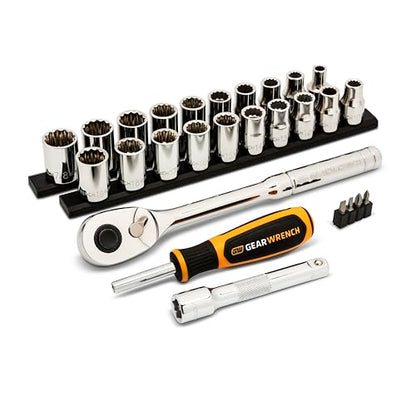 GEARWRENCH 27 Pc 1/2" Dr 12 Pt SAE/mm Mechanics Hand Tool Set | GWXSCBMTS12 - style: 27 Piece