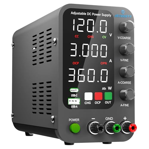 DC Power Supply Variable, 0-120V 0-3A Switching Bench Power Supply with Intelligent Charging Mode, 20W USB & Type-C Quick-Charge, Encoder Knob, Output Switch, 4-Digit LED Display - SPS-12003C - color: USB-C, size: 120V 3A