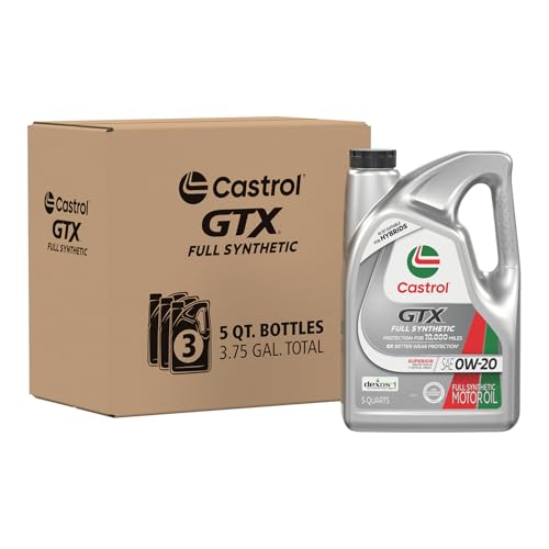 Castrol GTX Full Synthetic 0W-20 Motor Oil, 5 Quarts, Pack of 3 - size: 5 Quarts, Pack of 3